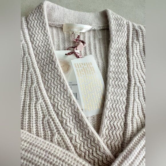 LoveShackFancy Avignon Cropped Cashmere Cardigan in Oatmeal XXL NWT - Picture 7 of 12